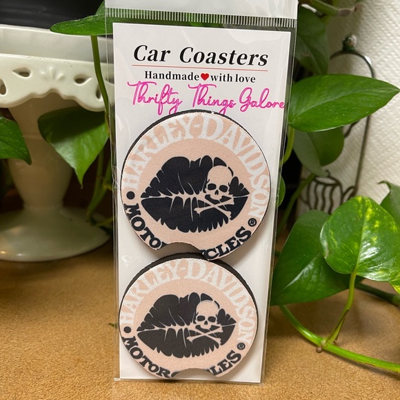 Car Coasters Harley motorcycle theme New set/2 - Picture 1 of 8